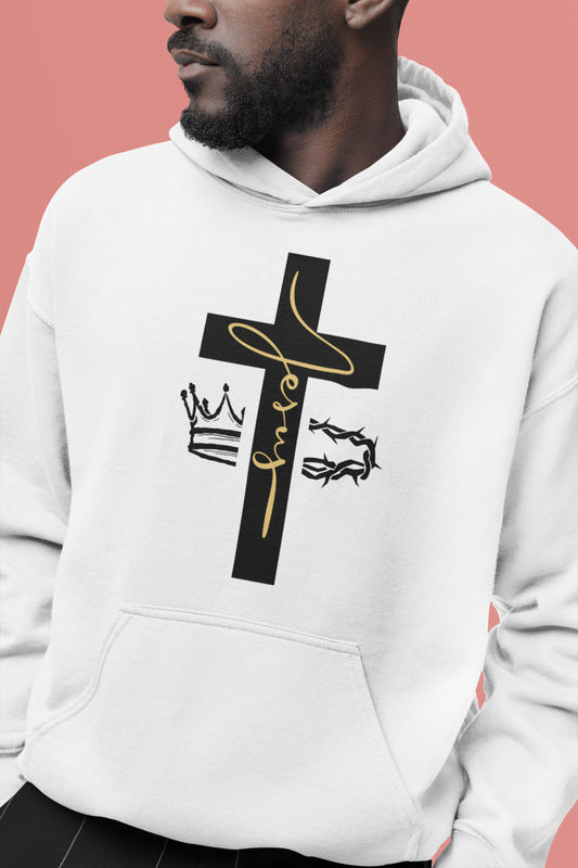 Jesus Cross & Crown Gold Hoodie