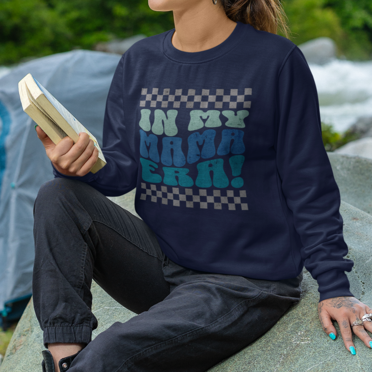 In My Mama Era Blue Grey Sweatshirt