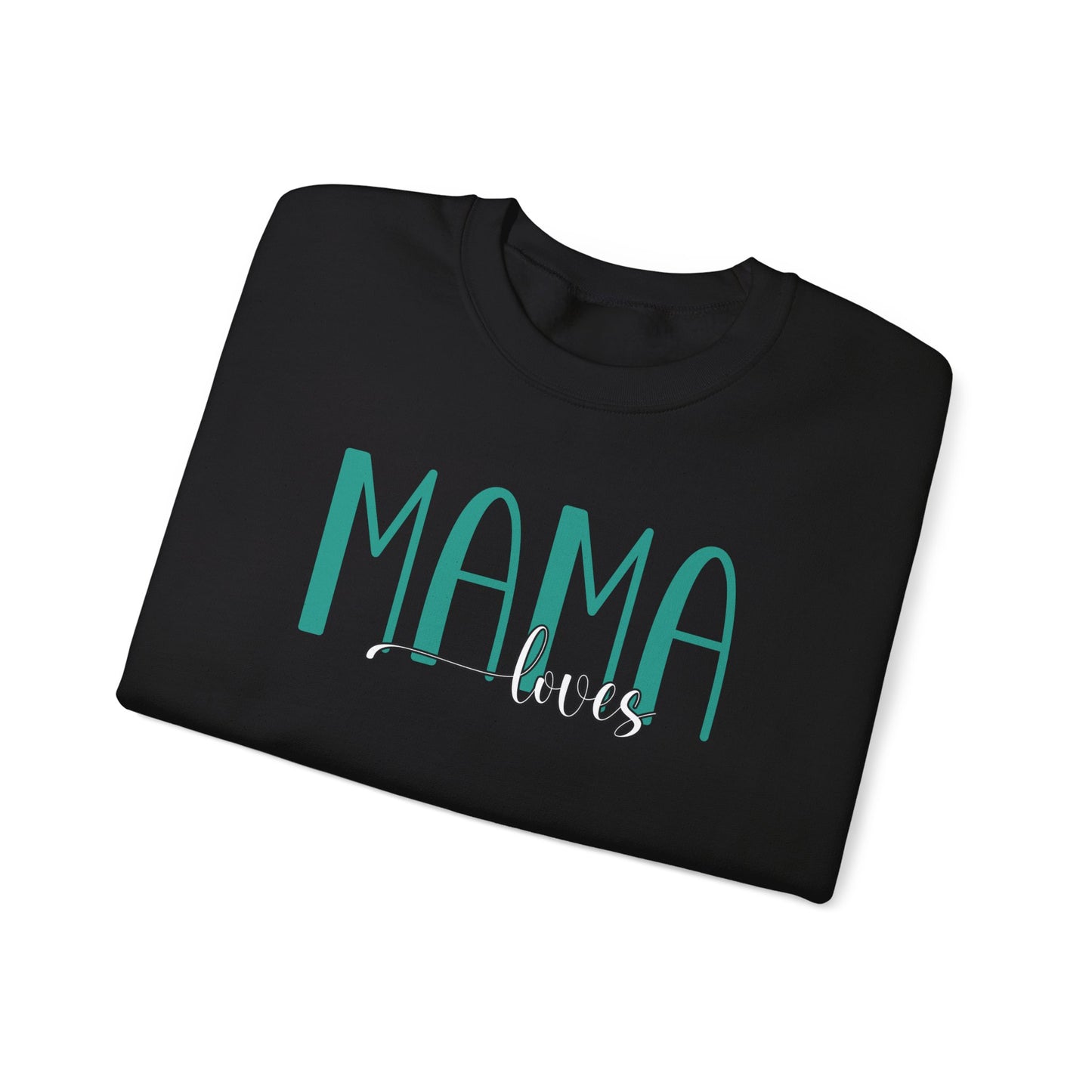 Custom Teal Mama Loves Heart Sleeve Sweatshirt