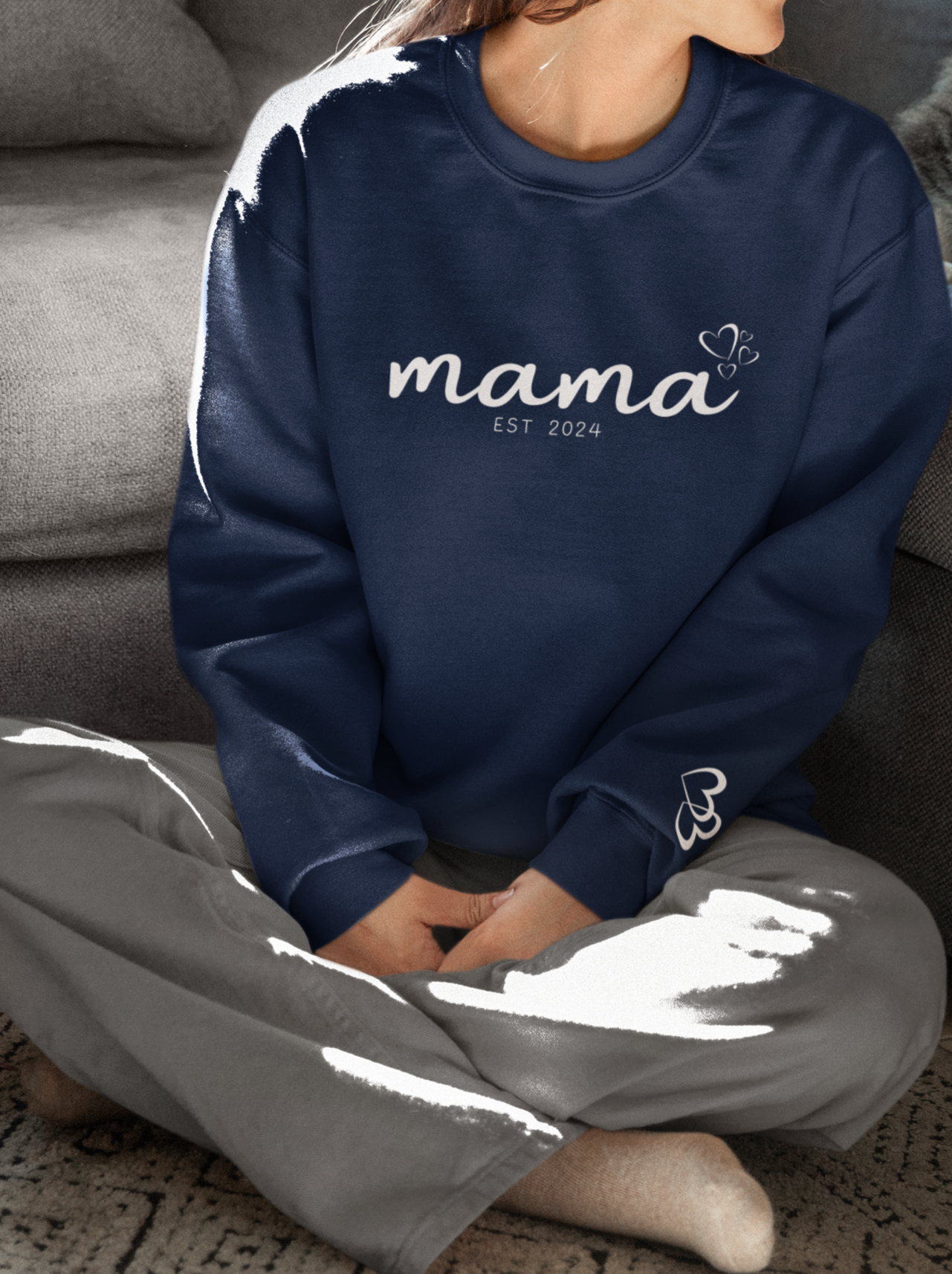 Custom Mama Est 2024 Heart Bubbles Sleeve Sweatshirt