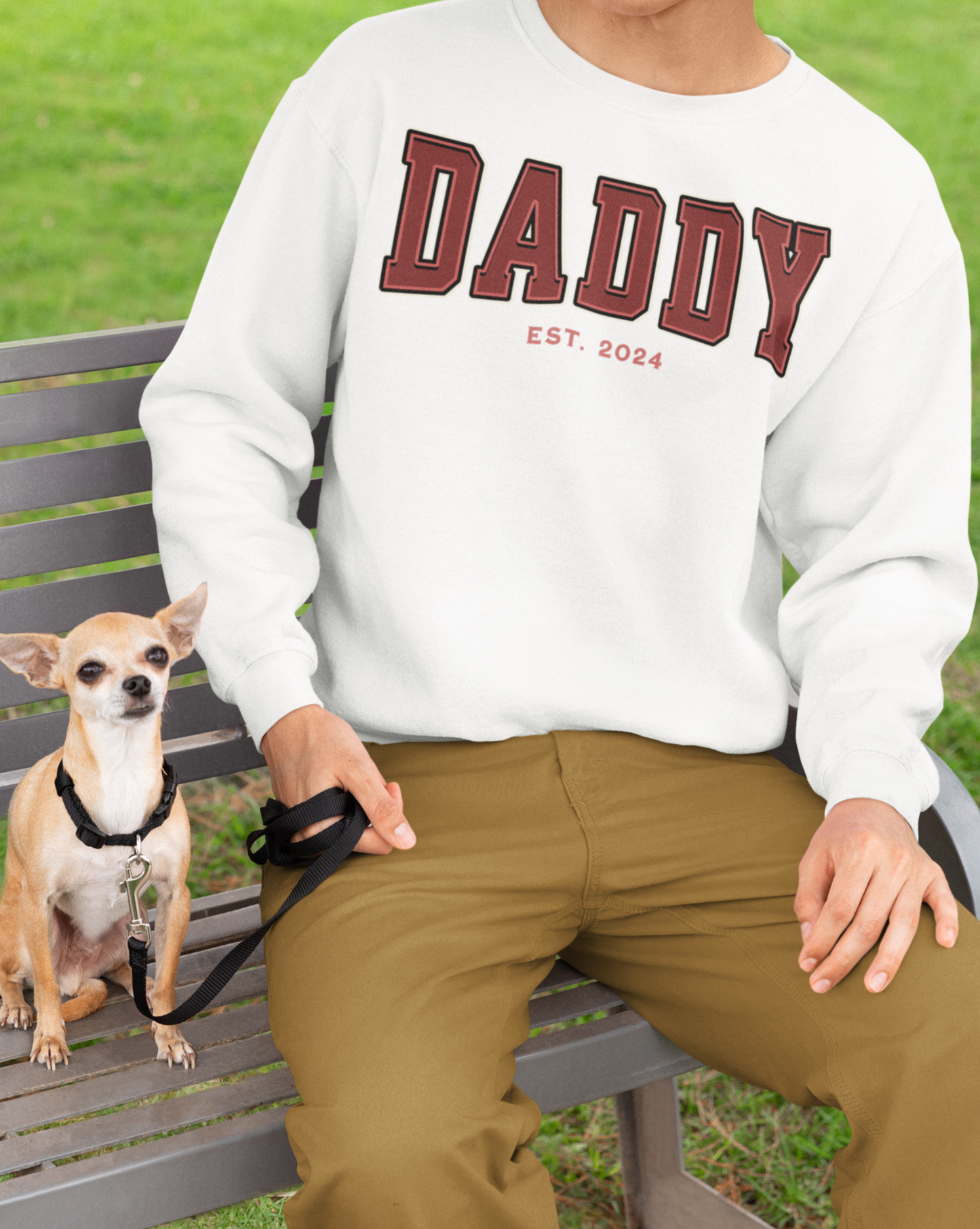 Daddy Est 2024 Red College Letter Sweatshirt
