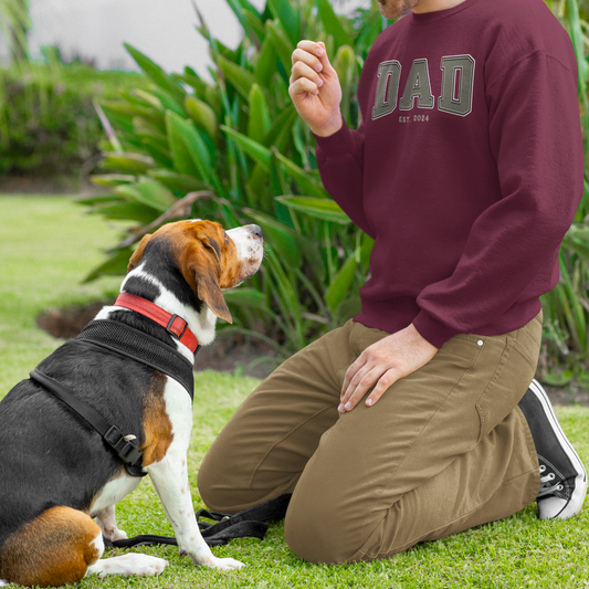 Dad Est 2024 Army Green College Letter Sweatshirt