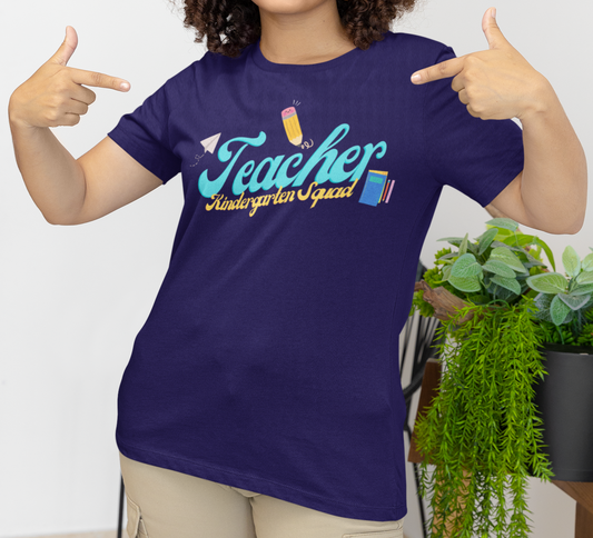 Kinder Teacher Squad Blue Short Sleeve Tee