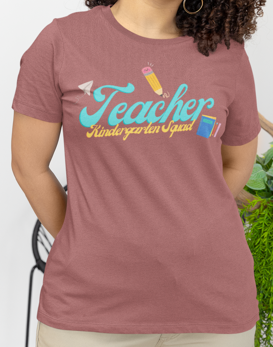 Kinder Teacher Squad Blue Short Sleeve Tee
