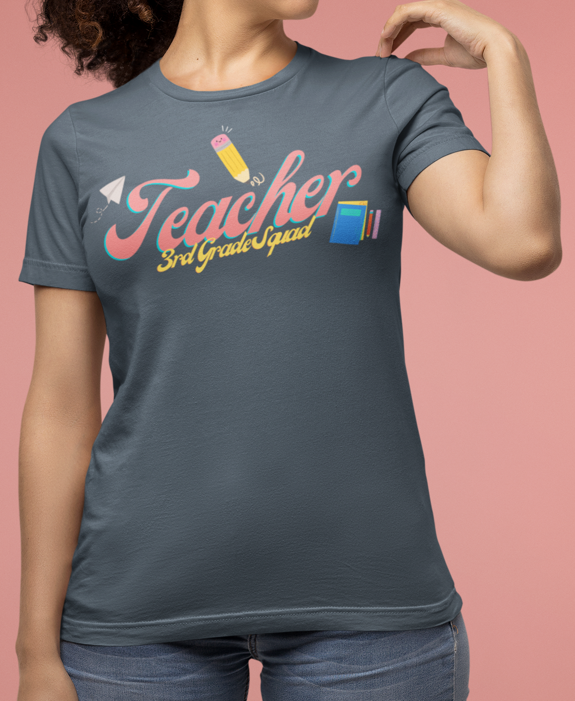 3rd Grade Teacher Squad Pink Short Sleeve Tee