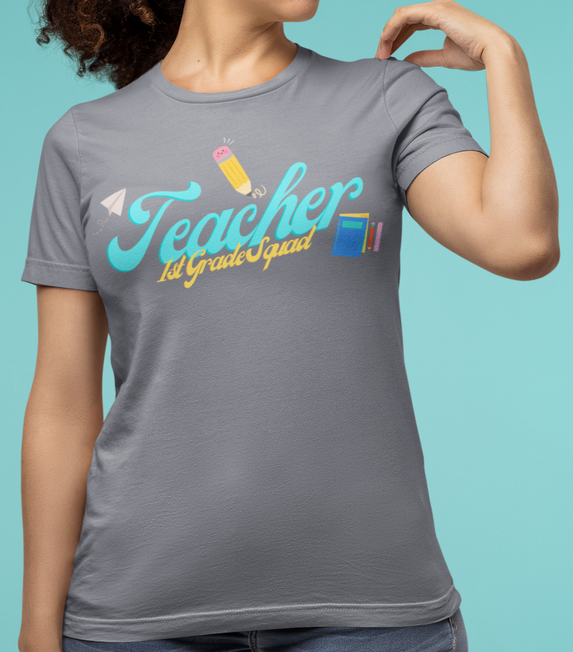 1st Grade Teacher Squad Blue Short Sleeve Tee