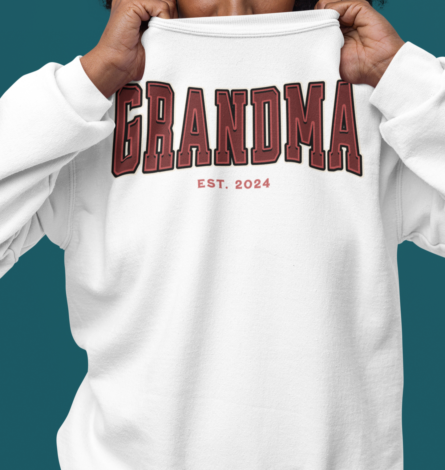 Grandma Est 2024 Red College Letter Sweatshirt