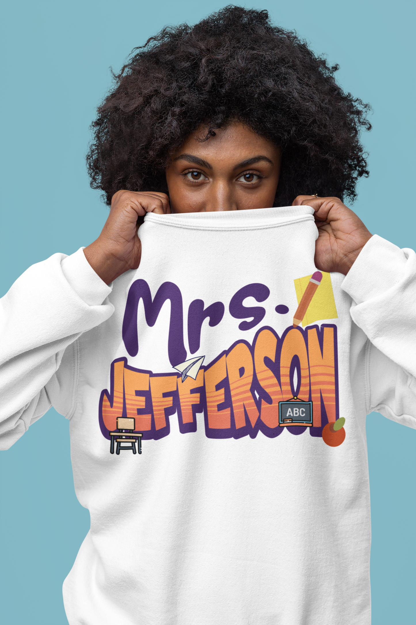 Custom Purple Retro Wave Teacher Sweatshirt