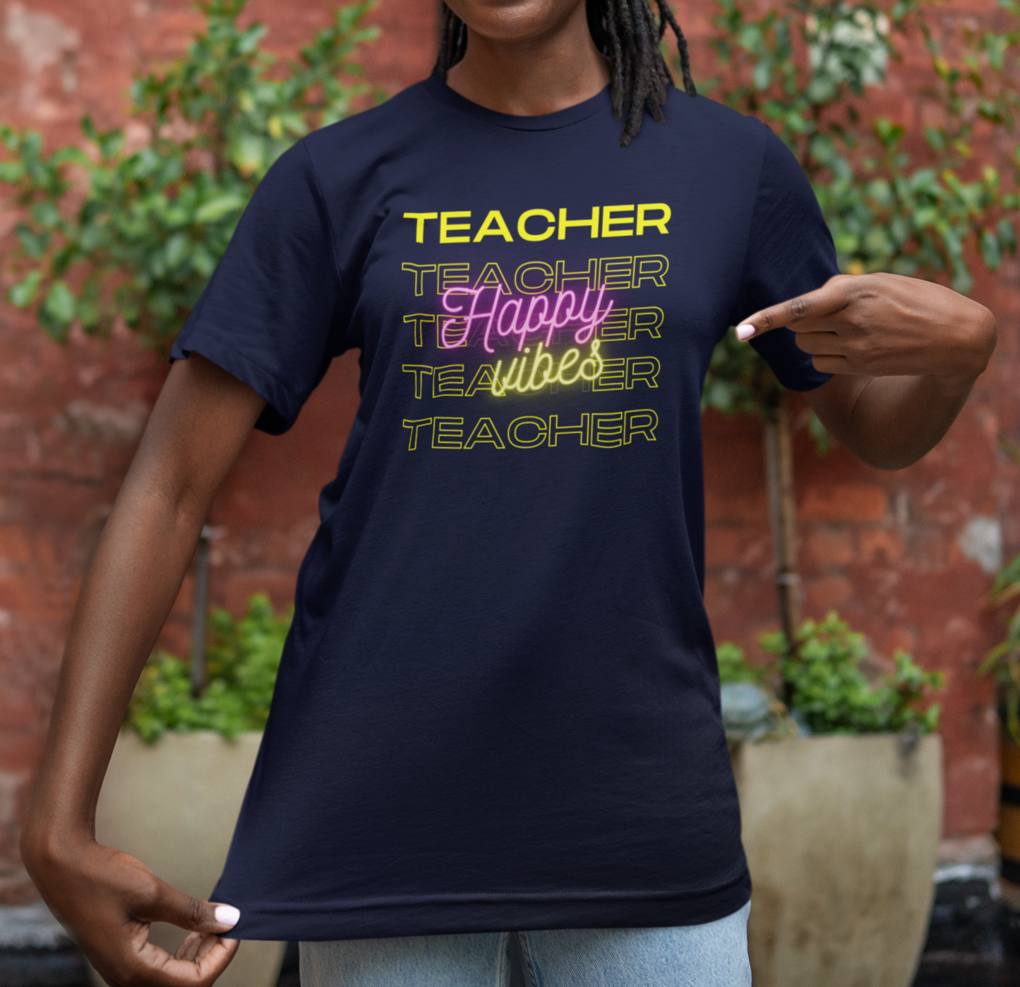 Teacher Happy Vibes Short Sleeve Tee