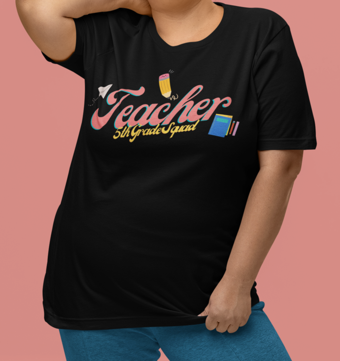 5th Grade Teacher Squad Pink Short Sleeve Tee