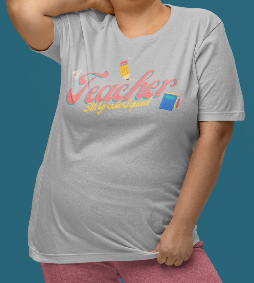 5th Grade Teacher Squad Pink Short Sleeve Tee