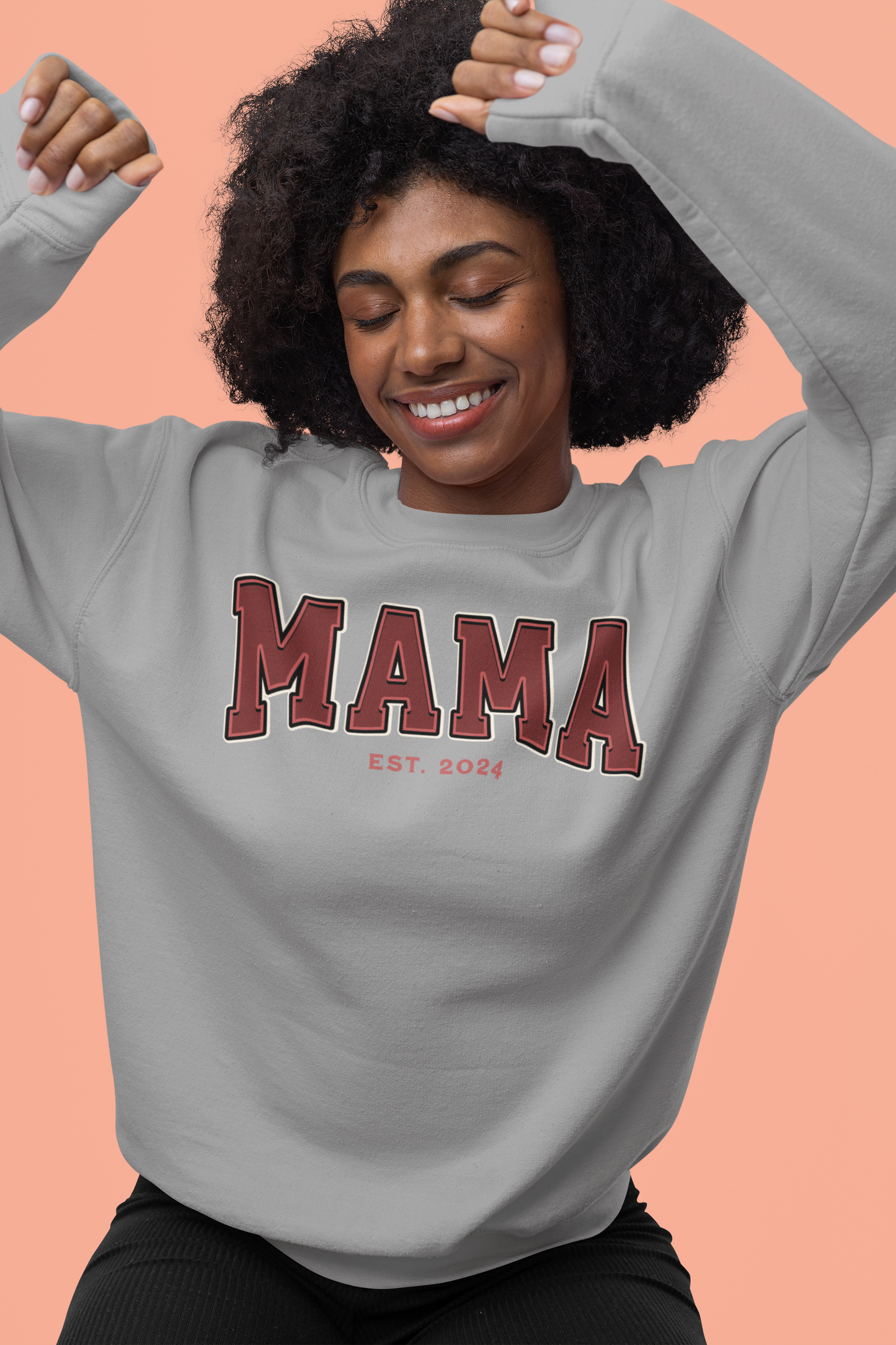 Mama Est 2024 Red College Letter Sweatshirt