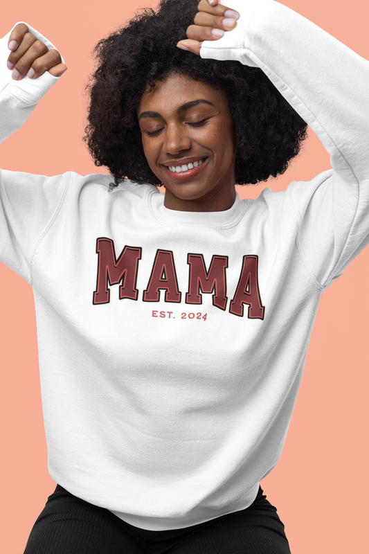 Mama Est 2024 Red College Letter Sweatshirt