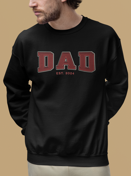 Dad Est 2024 Red College Letter Sweatshirt