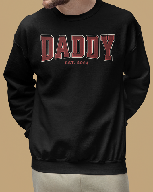 Daddy Est 2024 Red College Letter Sweatshirt