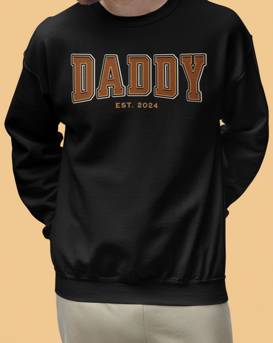 Daddy Est 2024 Orange College Letter Sweatshirt