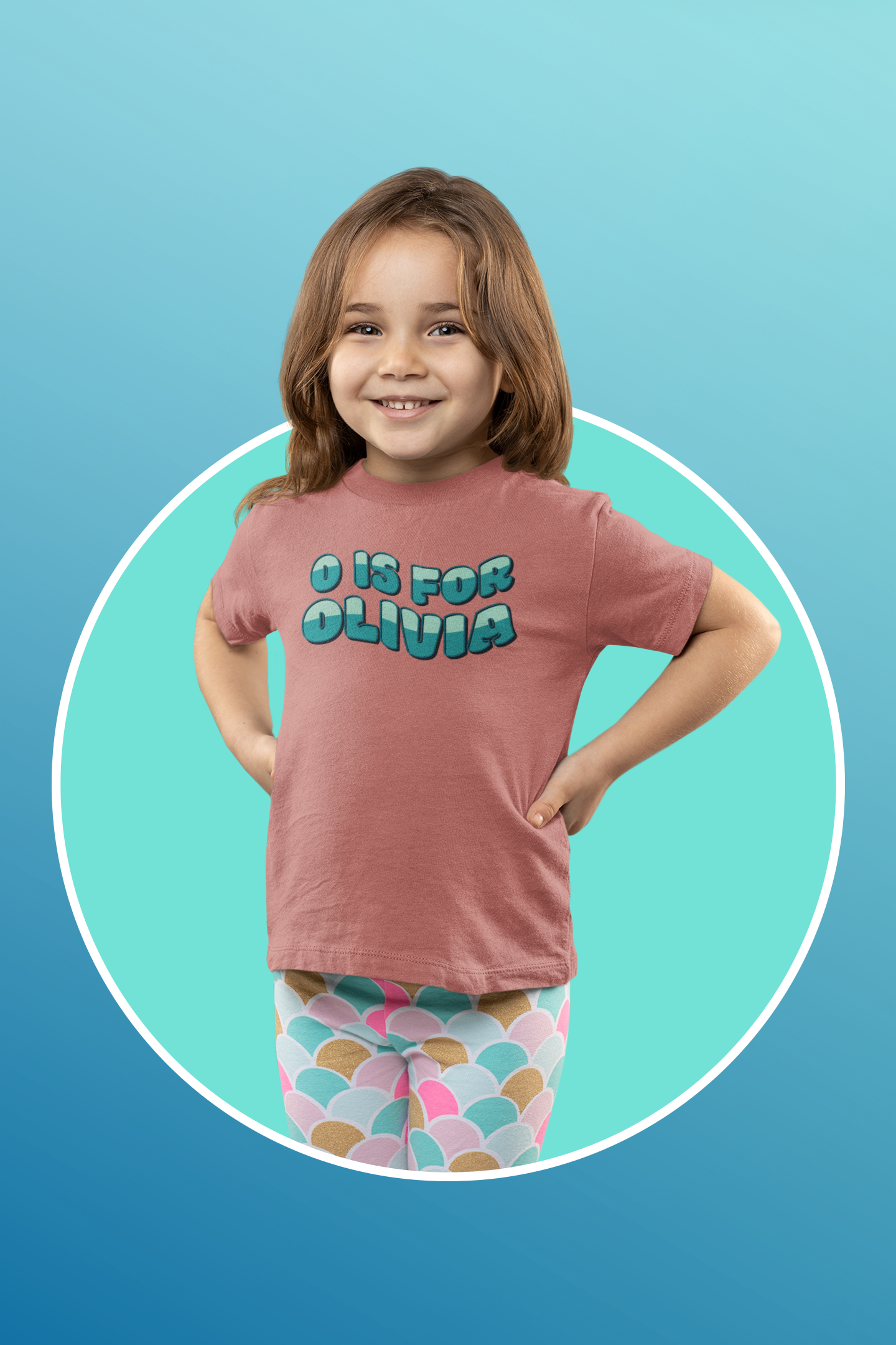 Custom Wavy Letter and Name Green Toddler Short Sleeve Tee