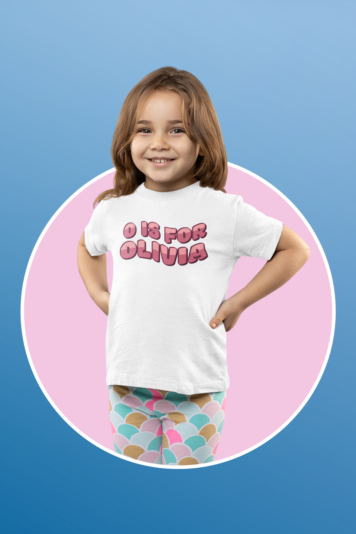 Custom Wavy Letter and Name Pink Toddler Short Sleeve Tee