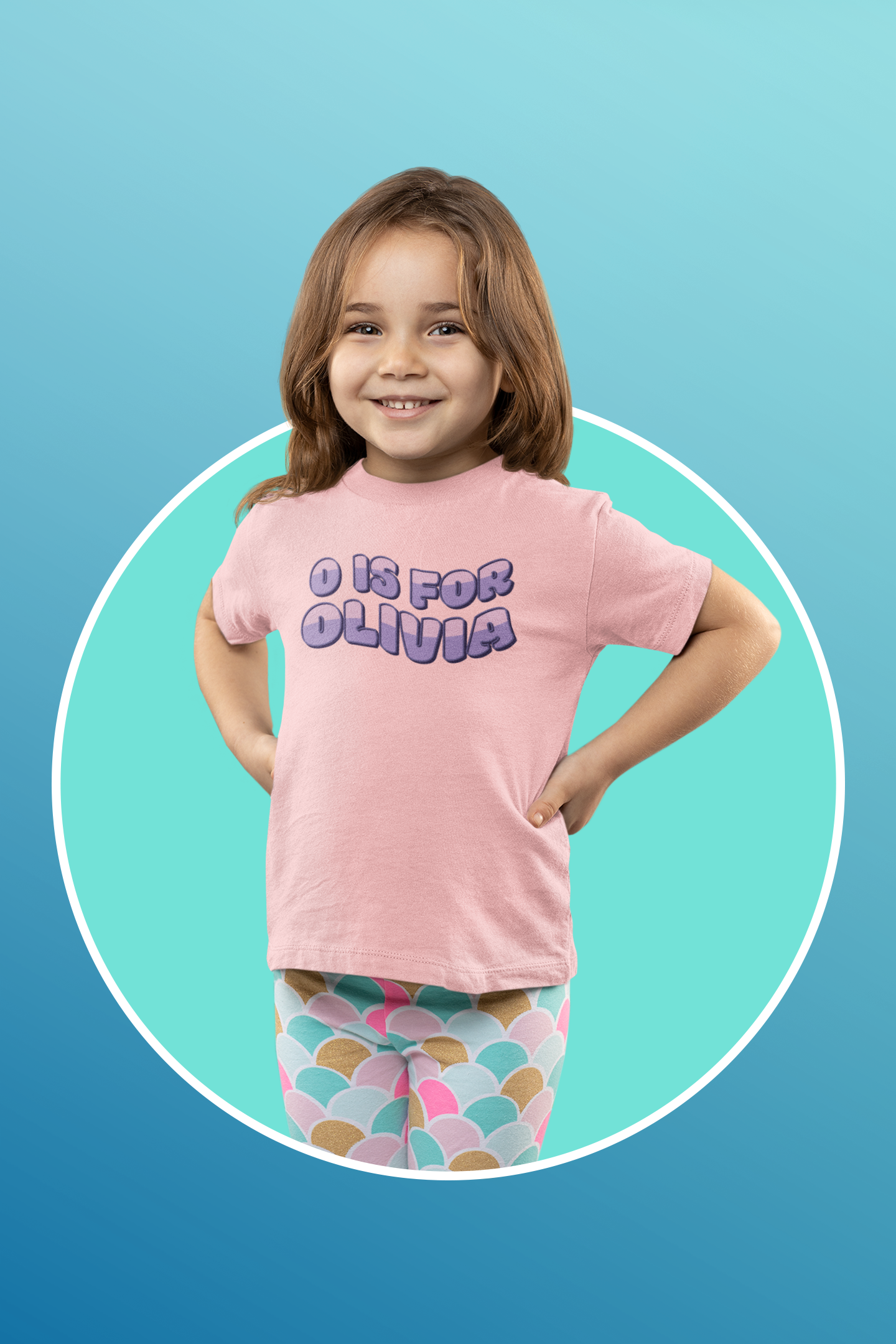 Custom Wavy Letter and Name Purple Pink Toddler Short Sleeve Tee