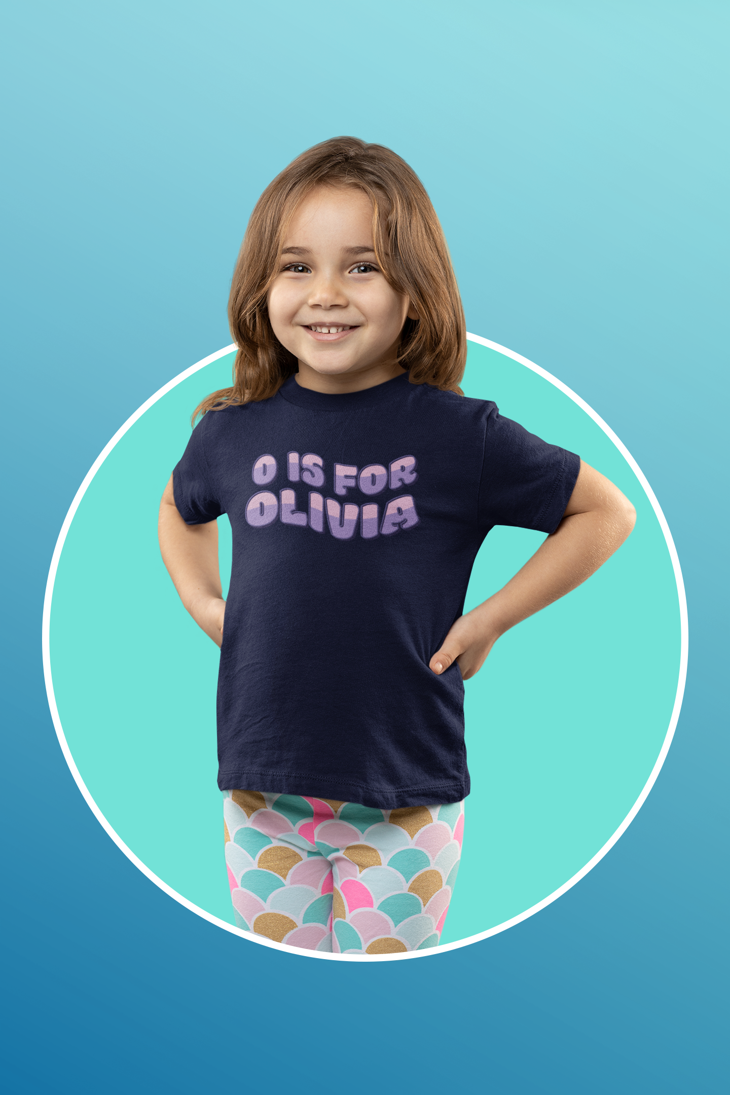 Custom Wavy Letter and Name Purple Pink Toddler Short Sleeve Tee