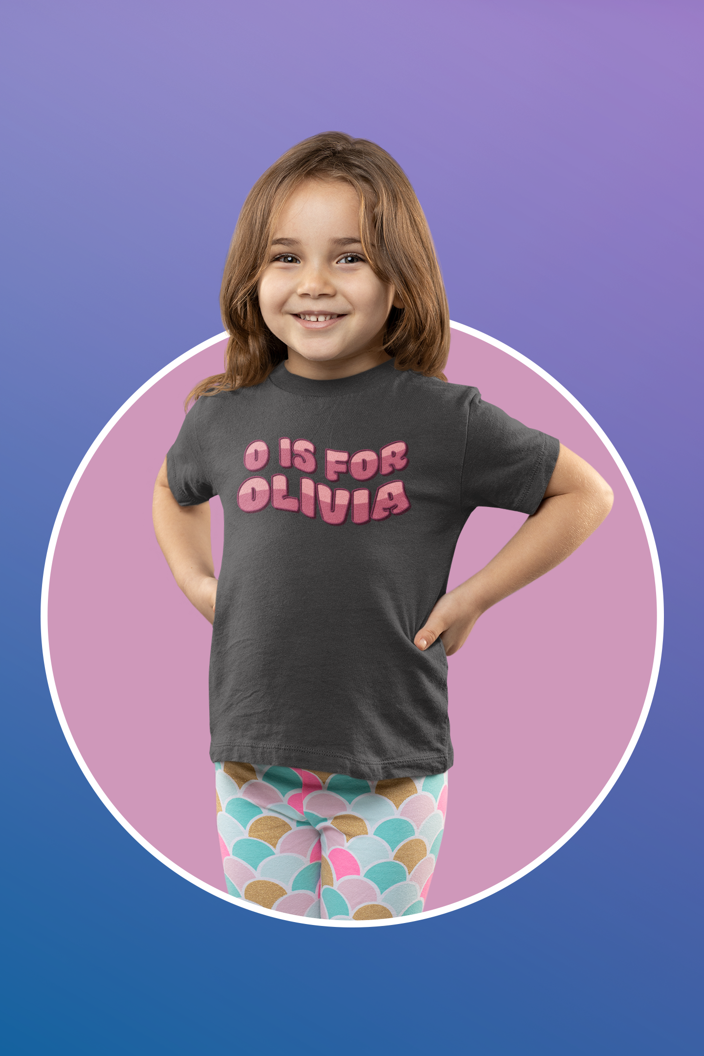 Custom Wavy Letter and Name Pink Toddler Short Sleeve Tee