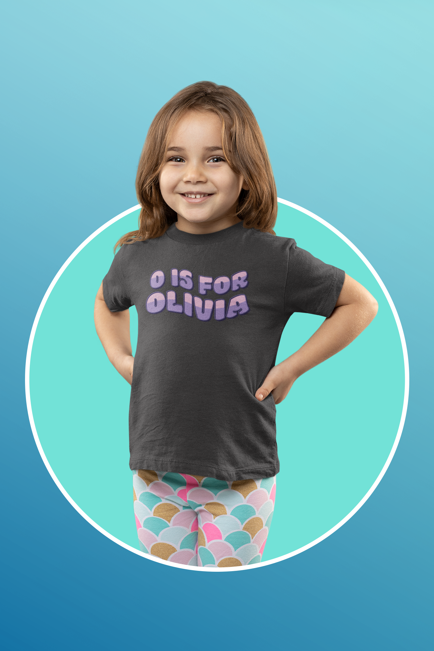 Custom Wavy Letter and Name Purple Pink Toddler Short Sleeve Tee