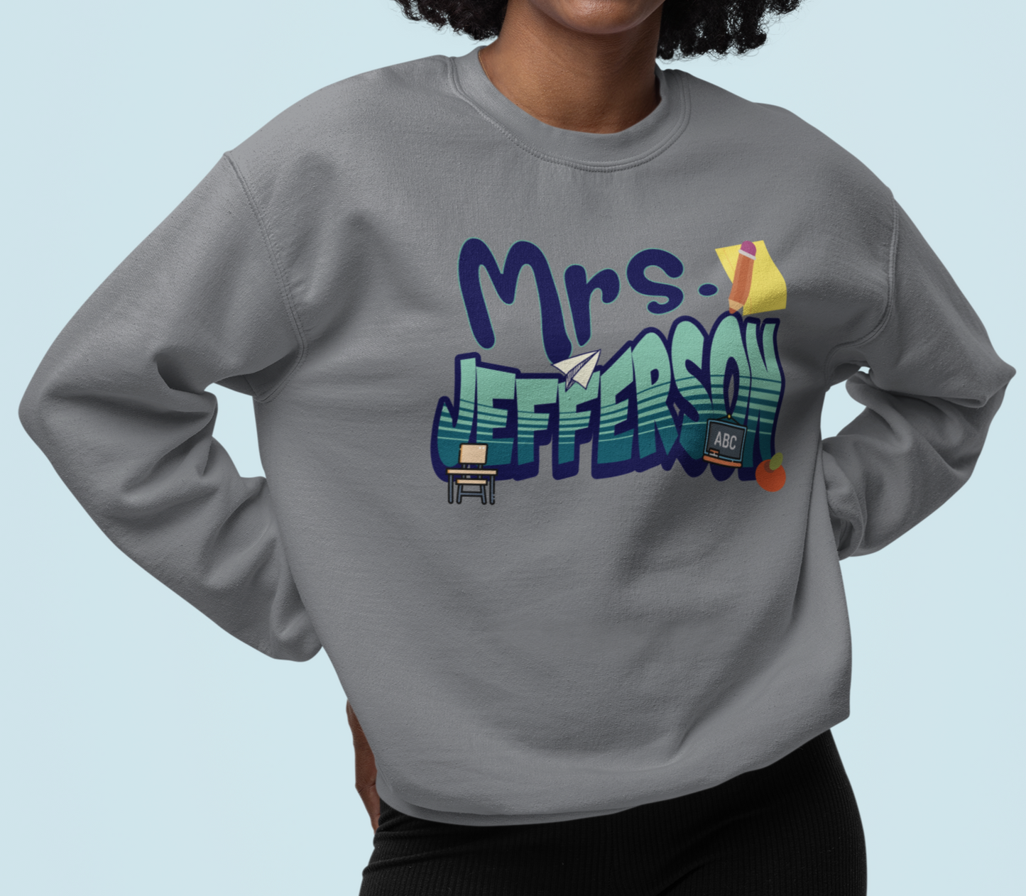 Custom Purple Retro Wave Teacher Sweatshirt