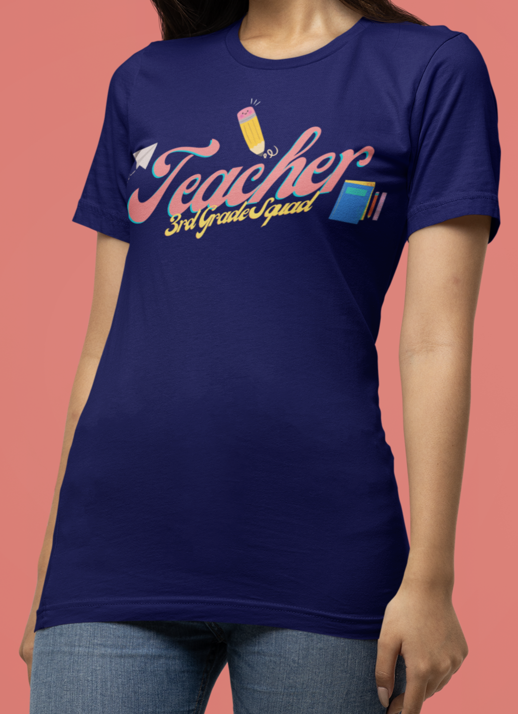 3rd Grade Teacher Squad Pink Short Sleeve Tee