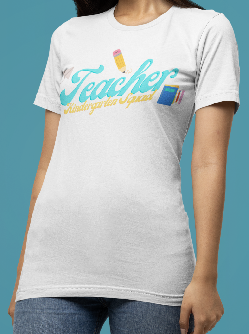 Kinder Teacher Squad Blue Short Sleeve Tee