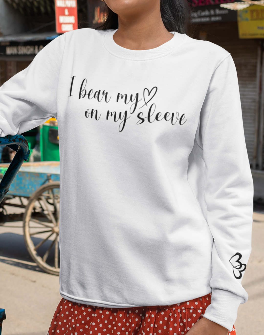 Custom I Bear My Heart on My Sleeve Print Style 1 Sweatshirt