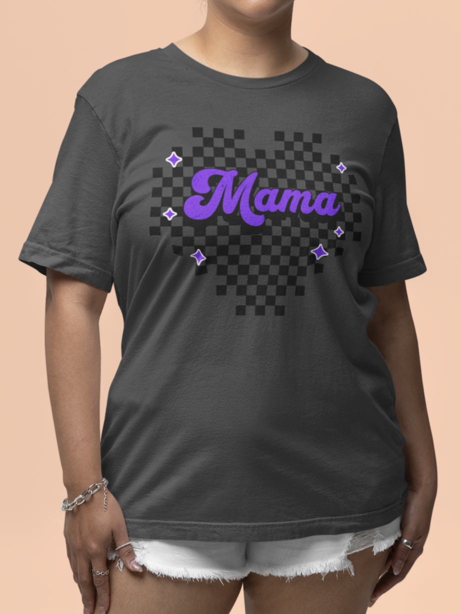 Purple Heart Checkered Mama Short Sleeve Tee