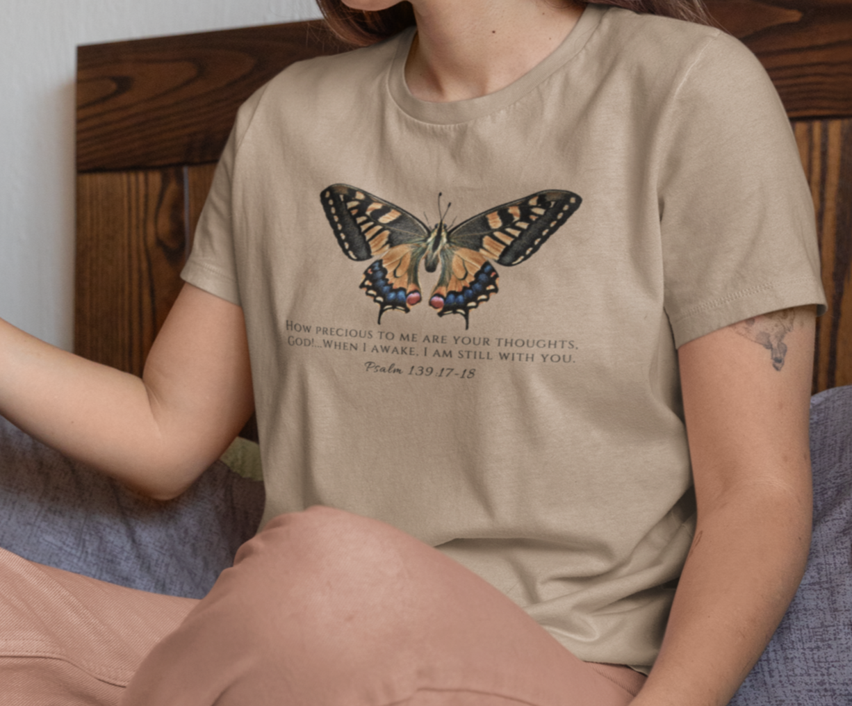 Orange & Blue Butterfly Verse Psalm 139:17-18