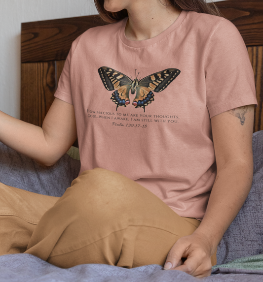 Orange & Blue Butterfly Verse Psalm 139:17-18