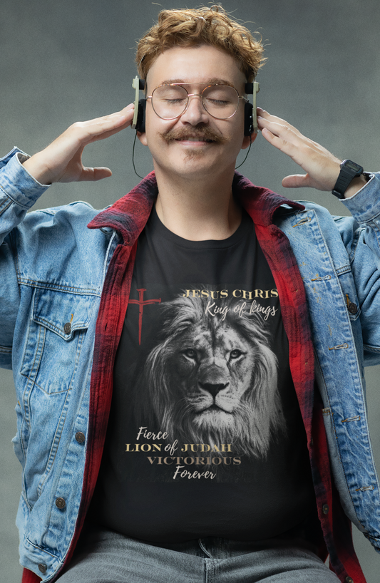Jesus King of Kings Lion of Judah Victorious Black White