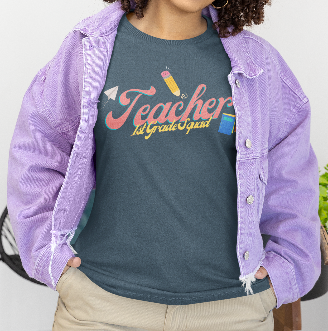 1st Grade Teacher Squad Pink Short Sleeve Tee