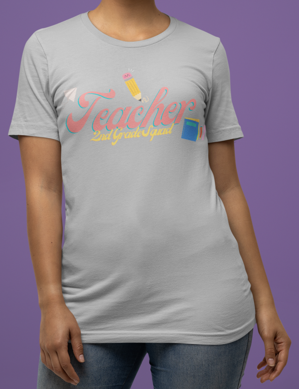2nd Grade Teacher Squad Pink Short Sleeve Tee