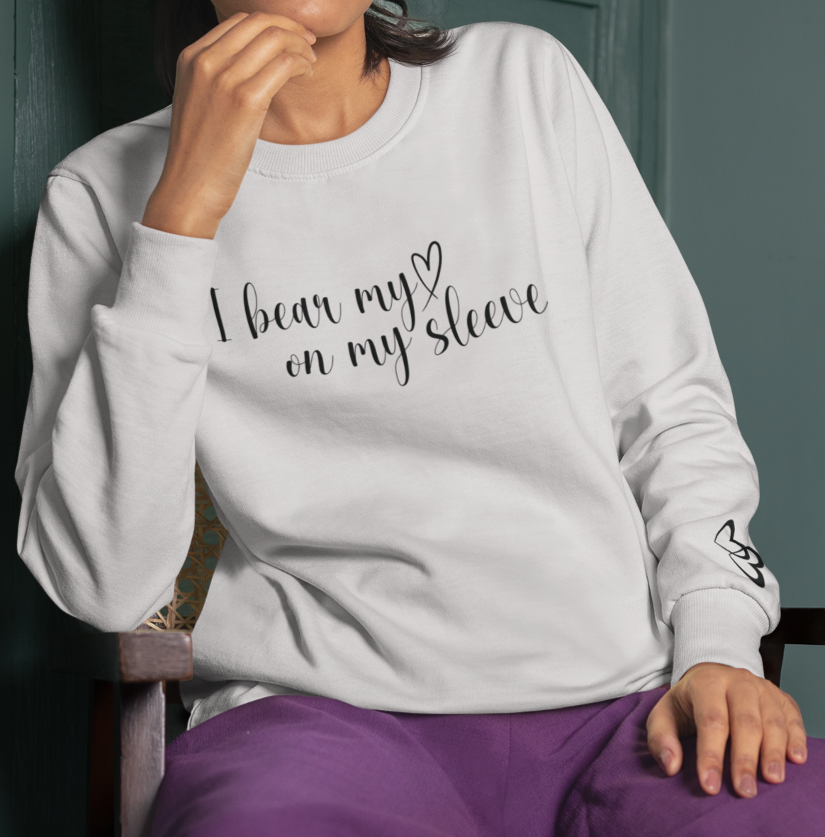 Custom I Bear My Heart on My Sleeve Print Style 1 Sweatshirt