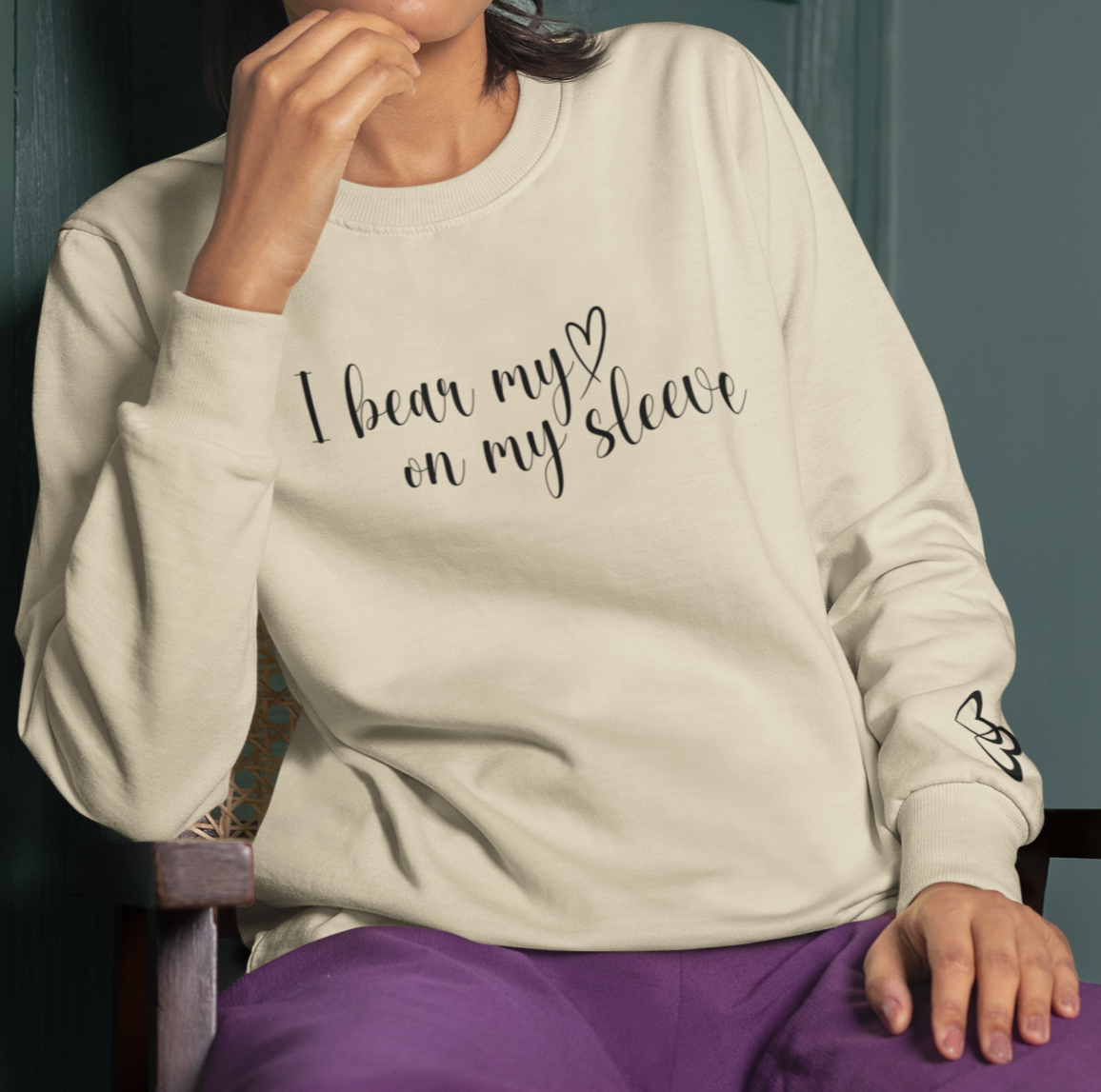 Custom I Bear My Heart on My Sleeve Print Style 1 Sweatshirt