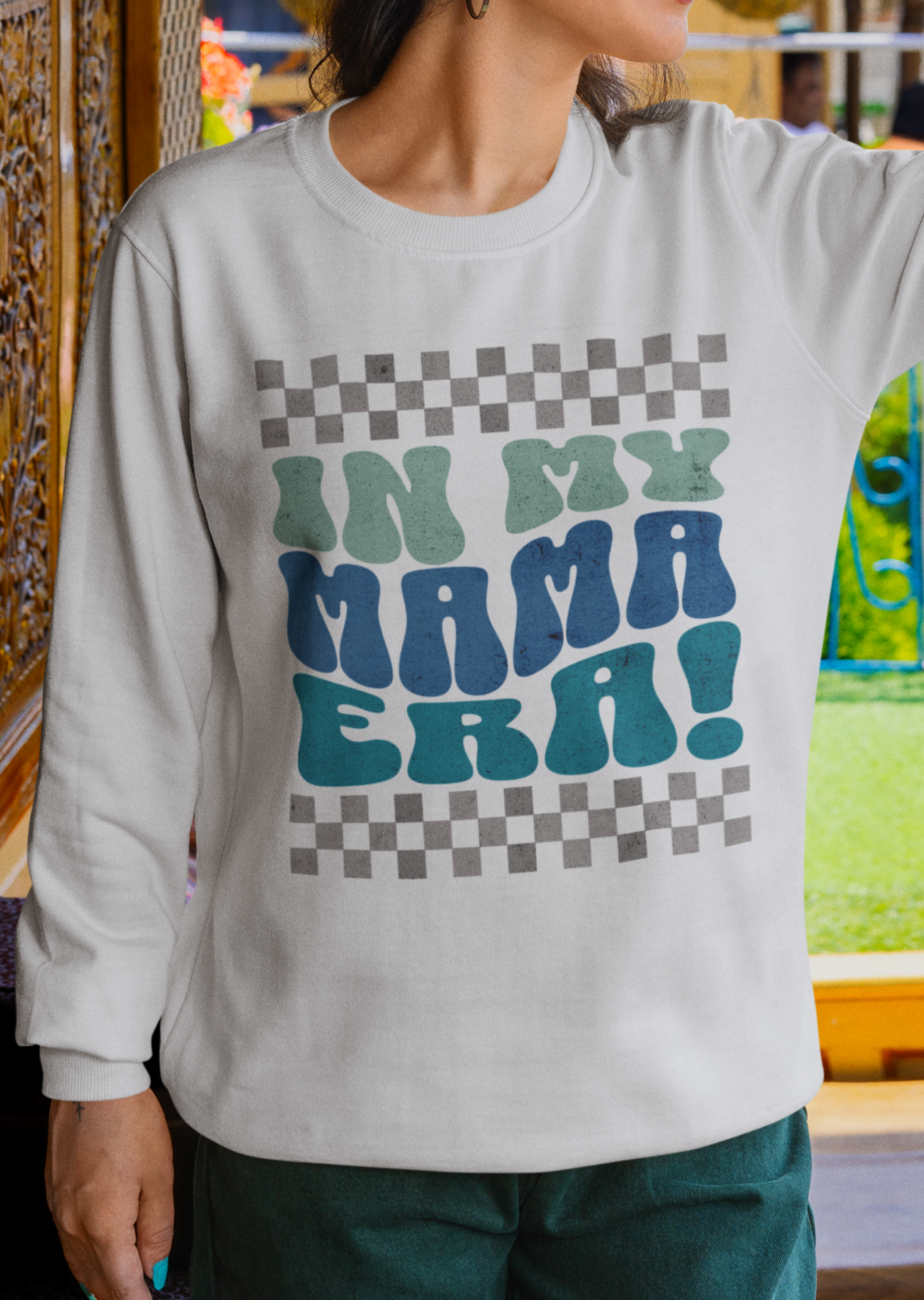 In My Mama Era Blue Grey Sweatshirt