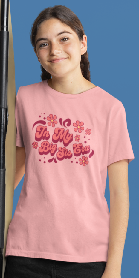 In My Big Sis Era Pink Youth Shirt