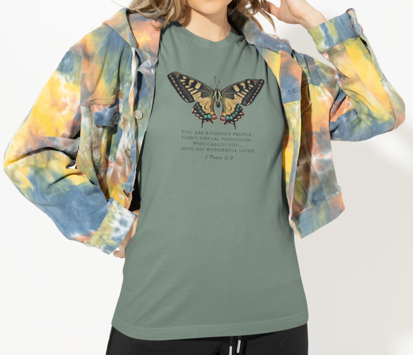 Yellow & Green Butterfly Verse 1 Pet. 2:9