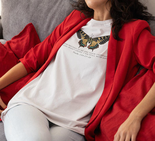 Yellow & Green Butterfly Verse Psalm 139:17-18