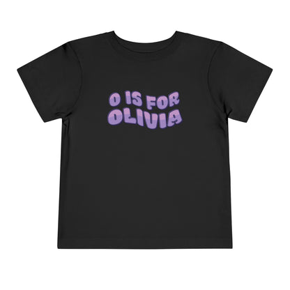 Custom Wavy Letter and Name Purple Toddler Short Sleeve Tee