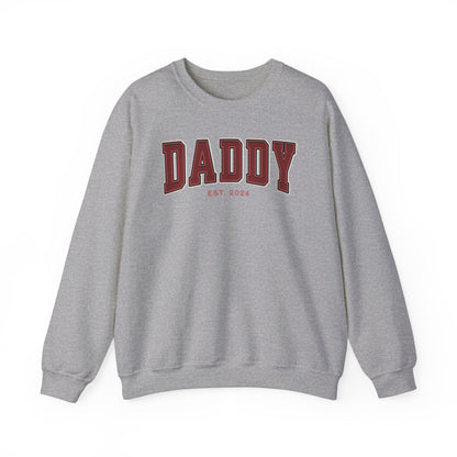 Daddy Est 2024 Red College Letter Sweatshirt