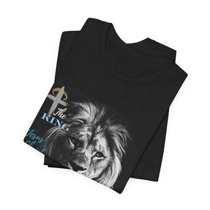 Jesus Christ King Lion of Judah Thorns on Cross Blue
