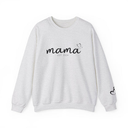 Custom Mama Est 2024 Heart Bubbles Sleeve Sweatshirt