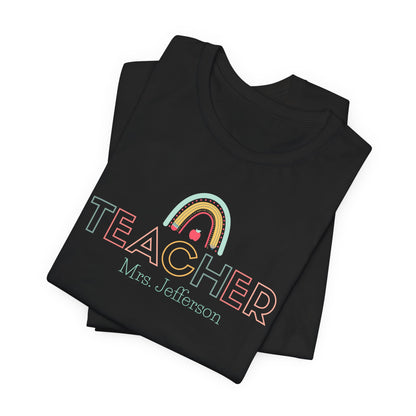 Custom Teacher Outline Lettering Arch Short Sleeve Tee