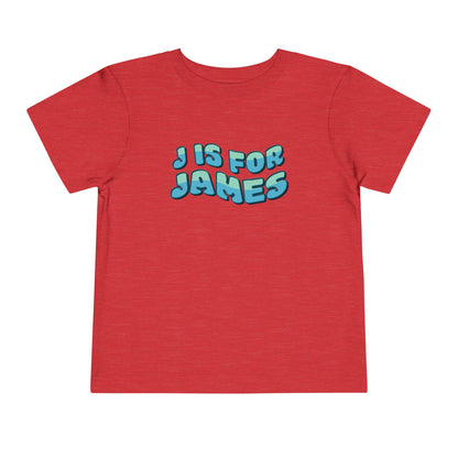 Custom Wavy Letter and Name Blue Green Toddler Short Sleeve Tee