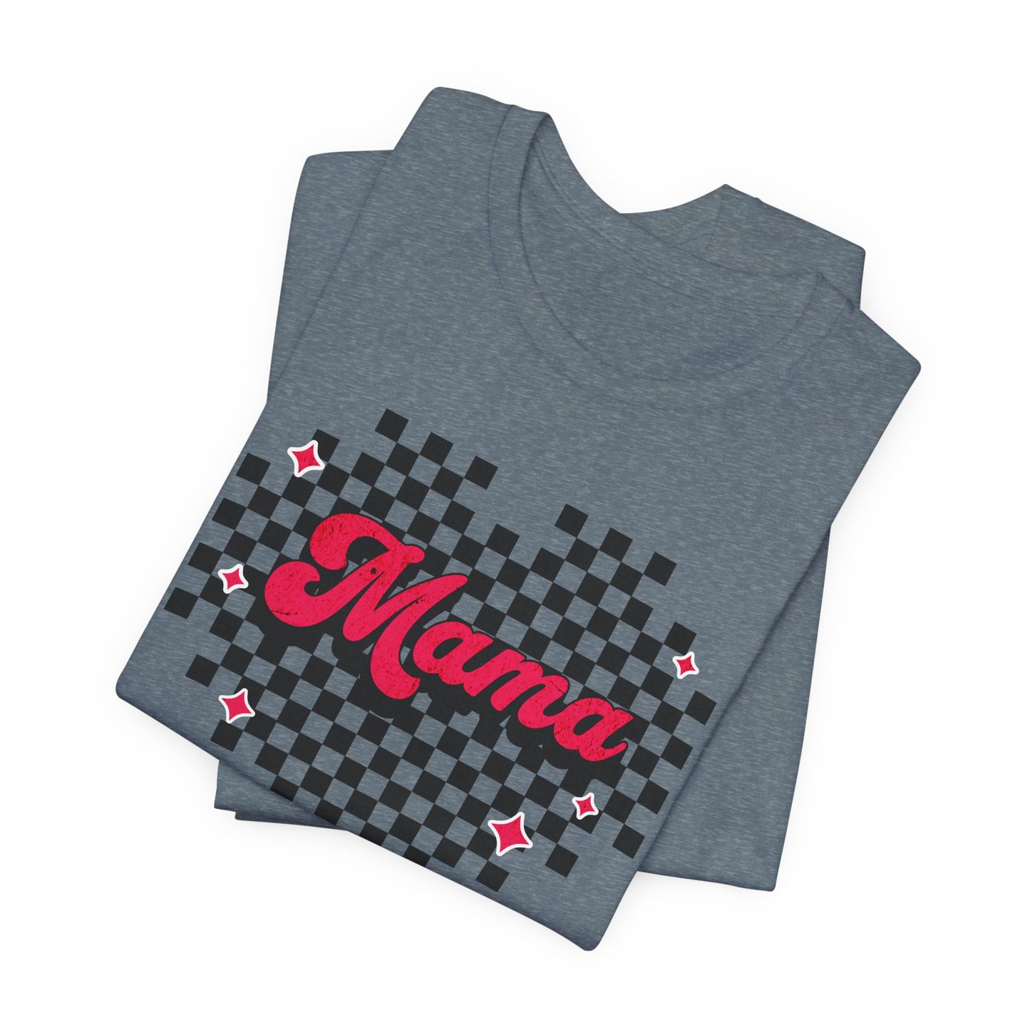Pink Heart Checkered Mama Short Sleeve Tee