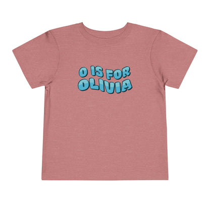 Custom Wavy Letter and Name Blue Toddler Short Sleeve Tee